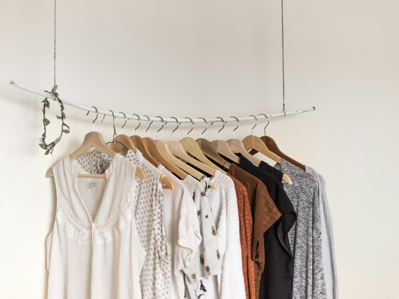 Rail of natural fibre clothing